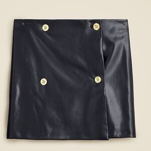 J. Crew Mini wrap skirt in navy blue faux patent leather women’s Size 4 NWT